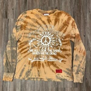 Dyed orange brown white long sleeve t-shirt men’s Large